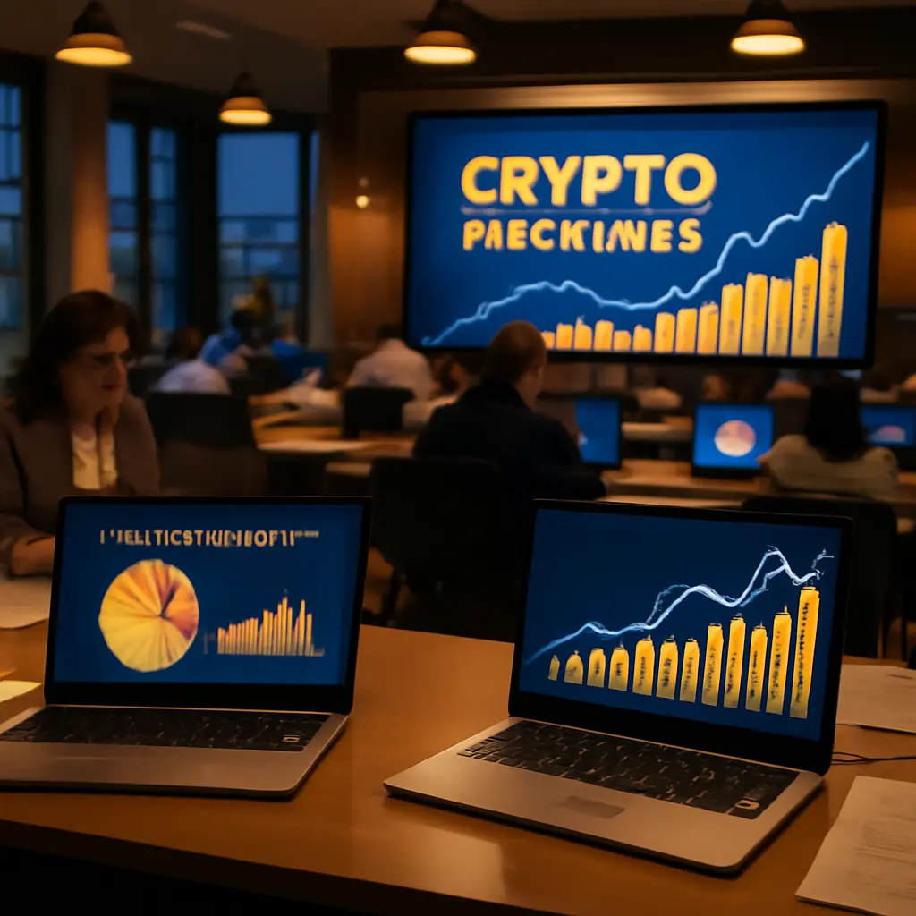 Редакция использует ноутбуки и графики, иллюстрирующие влияние криптовалют на медиа