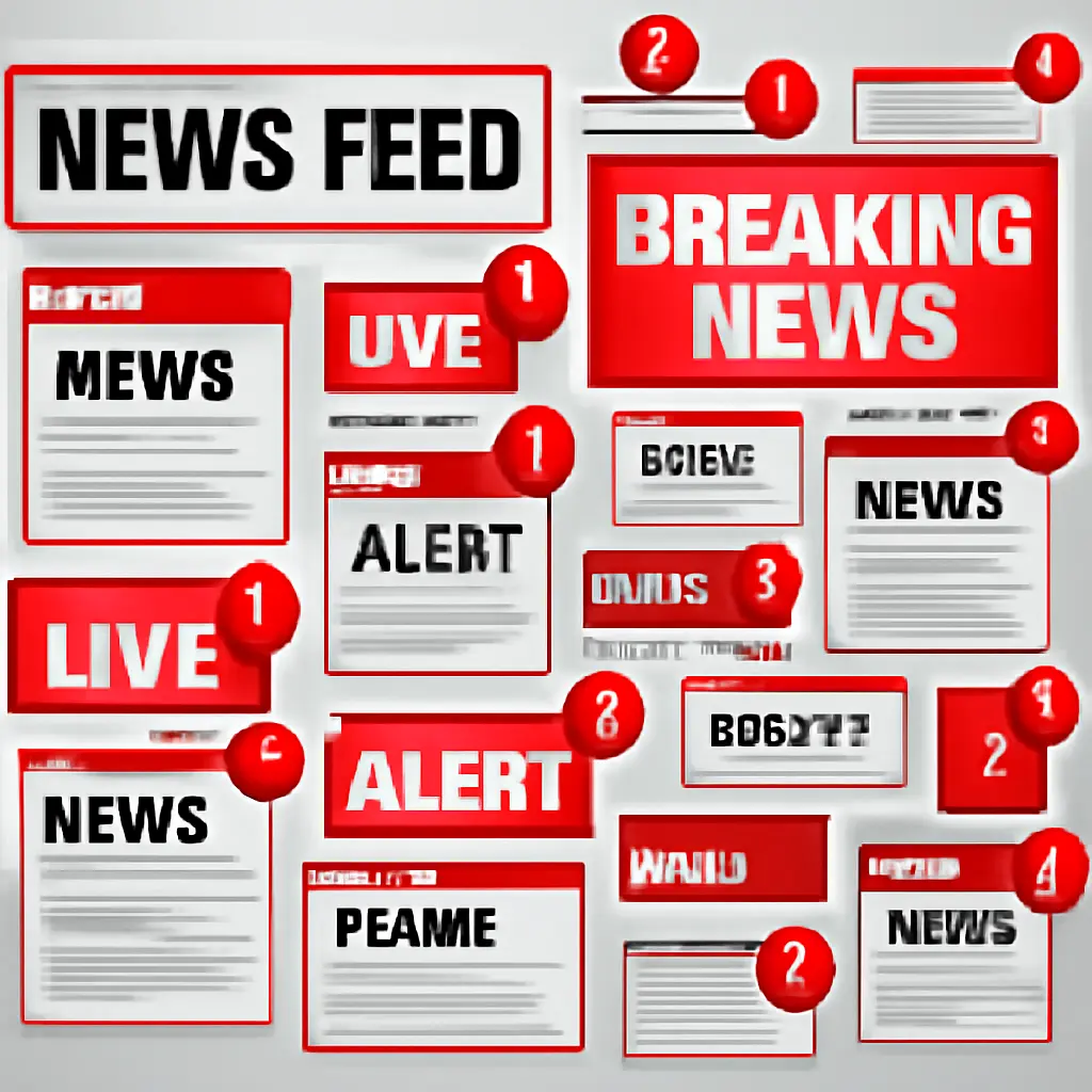 Перегруженная новостная лента Экран с лентой новостей и множеством уведомлений