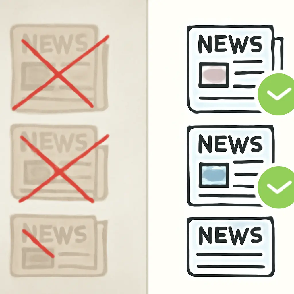 Развенчание мифов о новостных сайтах Визуальное сравнение устаревших мифов и современной реальности новостных сайтов